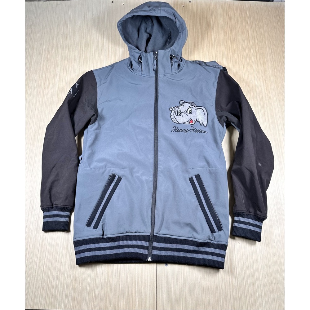 NEFF Heavy Hitters Jacket Mens Small Gray Elephant‎ Logo Fleece Lined Full Zip